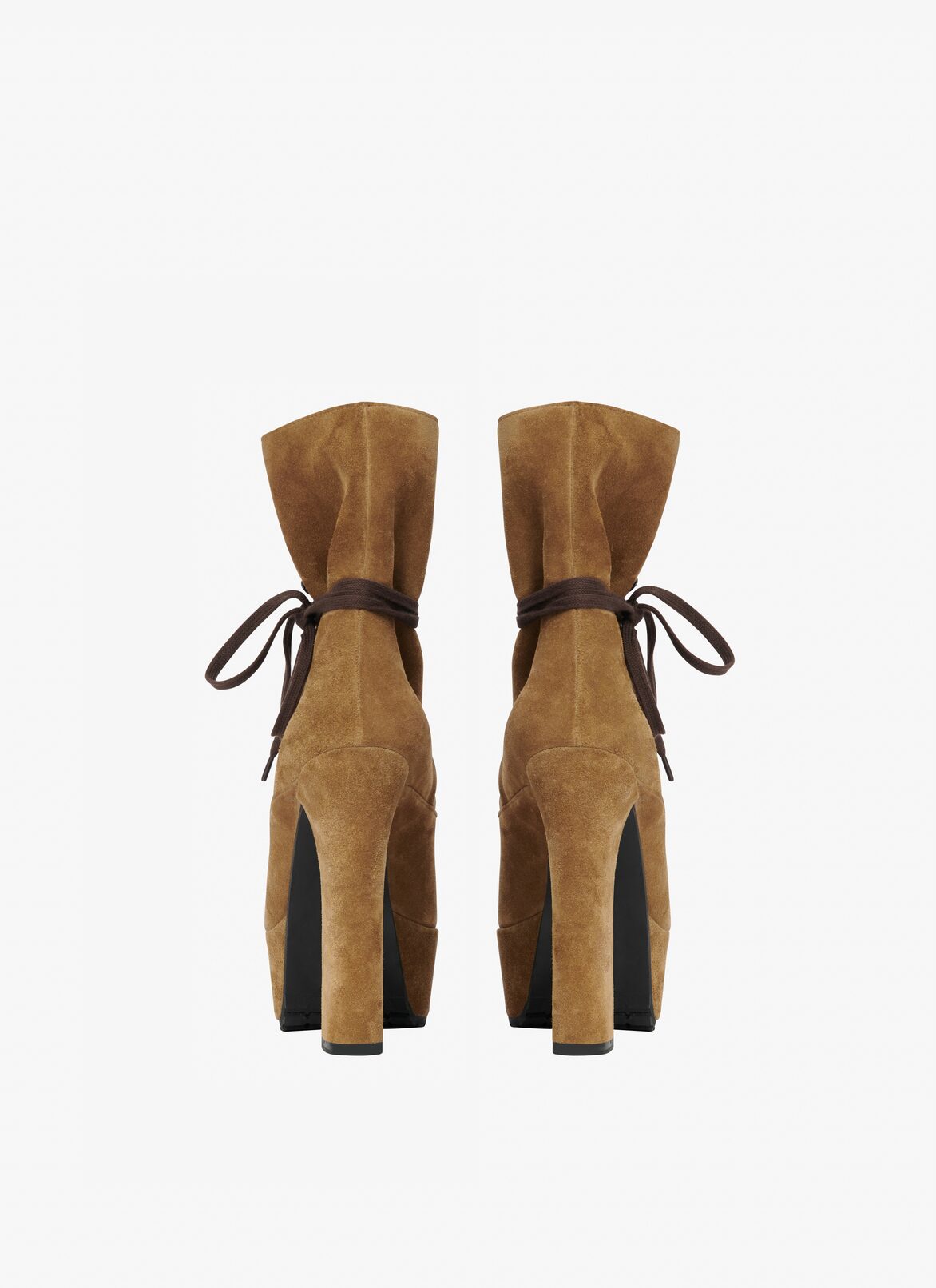 Trekking ankle boots in suede calfskin ALAÏA BROWN TREKKING ANKLE BOOTS IN SUEDE CALFSKIN